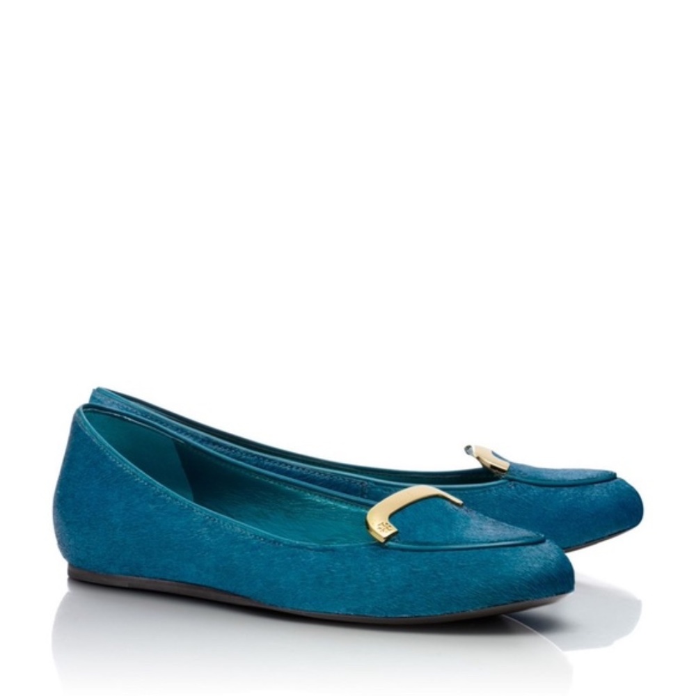 Tory Burch Jess Calf Hair Flat - Size 8 - Electric Eel